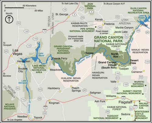 Grand Canyon National Park , Colorado Map