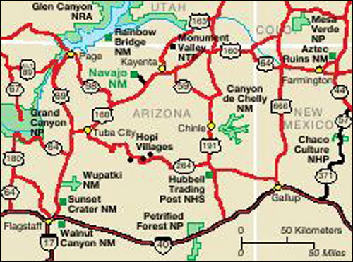 Navajo National Monument, Colorado Map