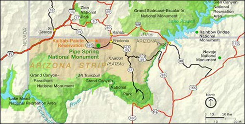 Pipe Spring National Monument, Colorado Map
