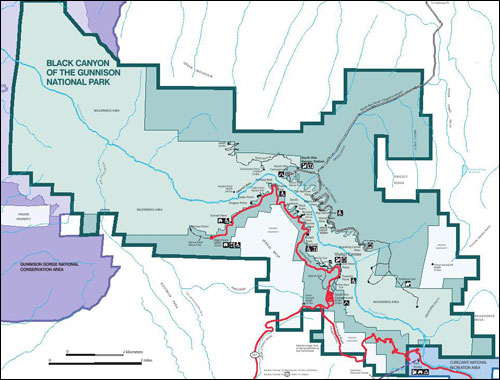 Black Canyon Of The Gunnison National Park, Colorado Map